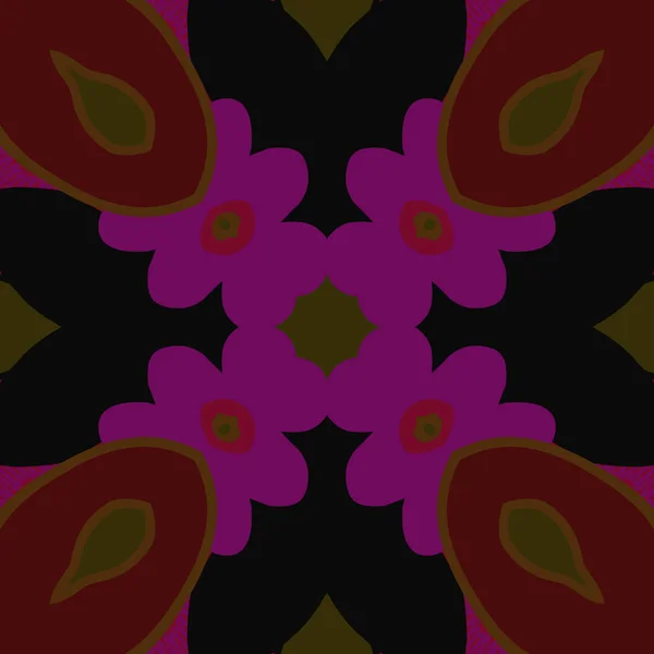 花のモチーフ 落書きの円形シームレスパターン — ストックベクタ