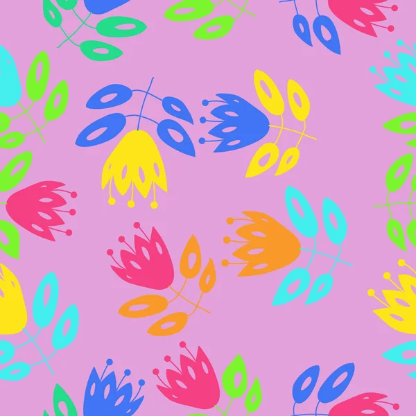 Motif Artistique Sans Couture Avec Des Fleurs Colorées Illustration Vectorielle — Image vectorielle