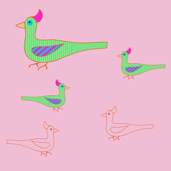 Modello Senza Soluzione Continuità Uccelli Colorati Astratti — Vettoriale Stock