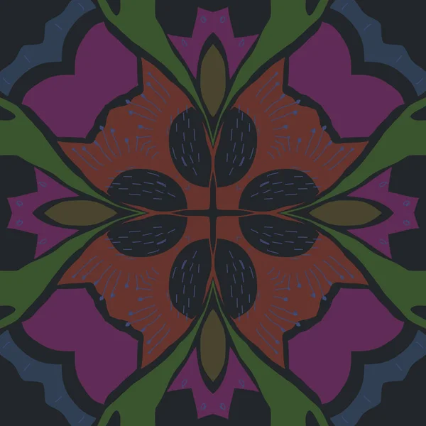 Kreisförmige Nahtlose Muster Von Floralen Motiv — Stockvektor