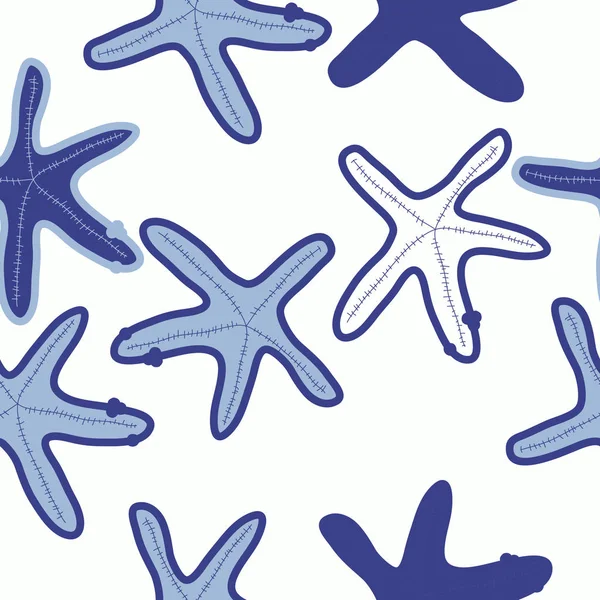 Patrón Sin Costura Con Estrellas Mar Ilustración Vectorial — Vector de stock