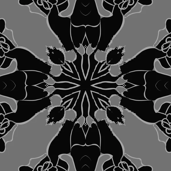Motif Circulaire Sans Couture Motif Floral Vagues Taches Bourgeons — Image vectorielle