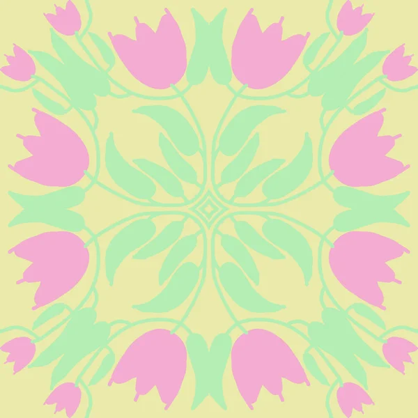 Circular seamless pattern of floral motif with flowers