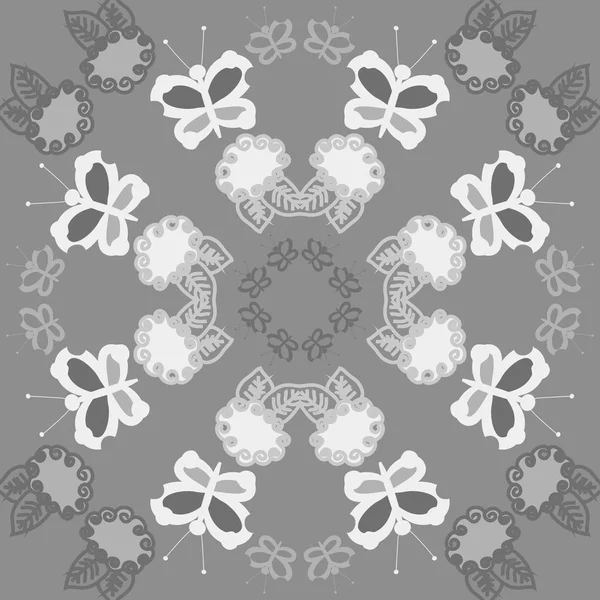 Циркулярный Бесшовный Рисунок Цветов Бабочек — стоковый вектор