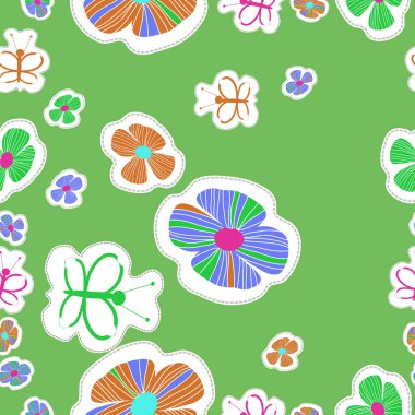 renkli çiçekler, vektör illüstrasyon ile sanatsal dikişsiz desen