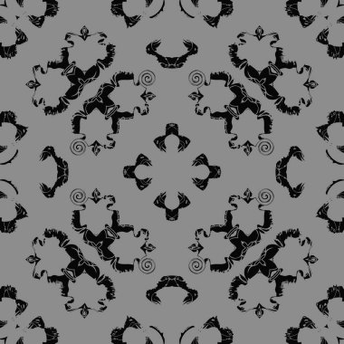 Çiçek motifi, lekeler, delik, çizgiler, spiraller, dalgalar dairesel dikişsiz desen.  