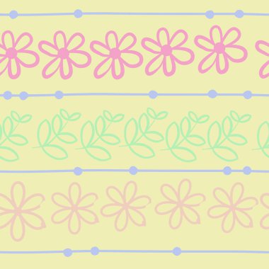 Yaprakları ile dikişsiz çiçek deseni, vektör