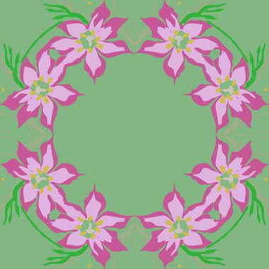 Çiçek motifli dairesel dikişsiz desen, fotokopi alanı