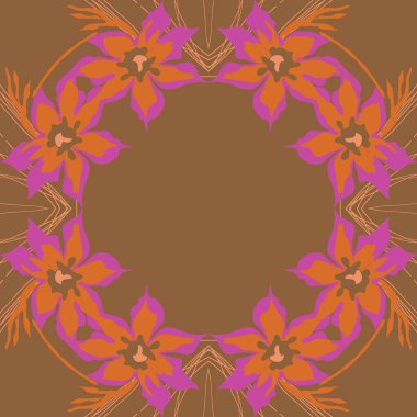 Çiçek motifli dairesel dikişsiz desen, fotokopi alanı