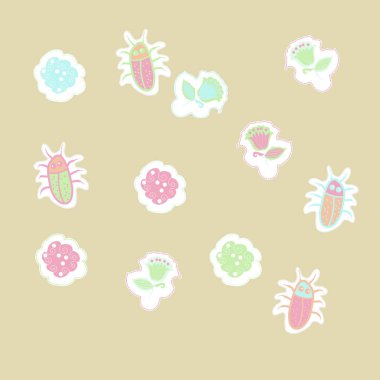 Böcekler ile dikişsiz soyut desen , vektör arka plan