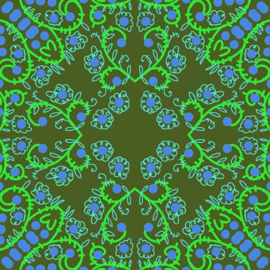 Çiçek ve yapraklar ile çiçek motifi Dairesel dikişsiz desen