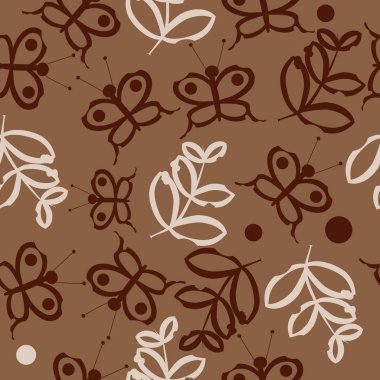 Soyut basit kelebek ve dalların kusursuz deseni