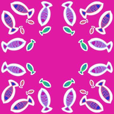 Renkli motif balık dikişsiz desen