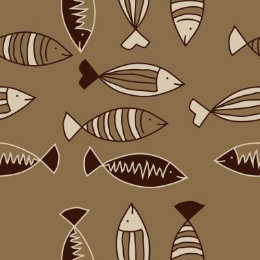 Soyut basit balıklar Dikişsiz desen