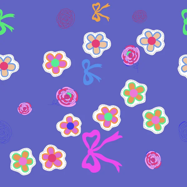 Fleurs Artistiques Motif Sans Couture Illustration Vectorielle — Image vectorielle