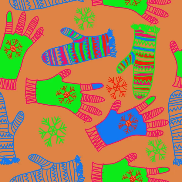 Saumaton Abstrakti Kuvio Värillisillä Käsineillä Lapasilla — vektorikuva