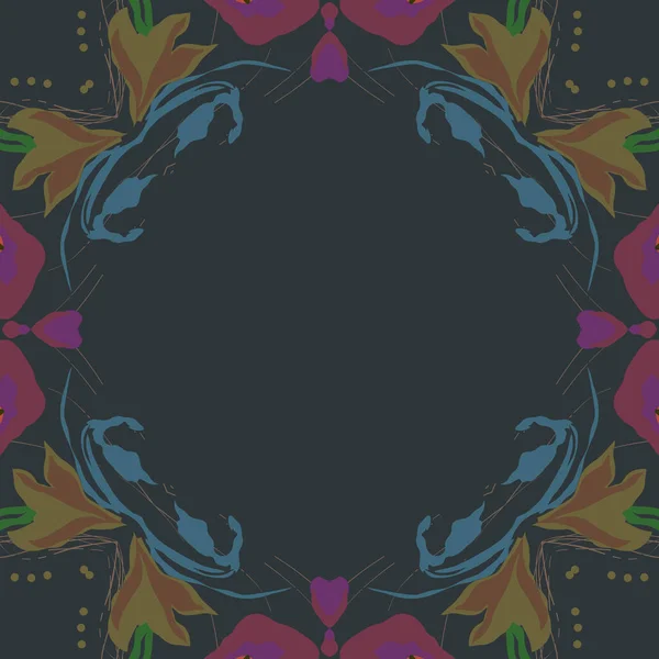 コピースペース付き花モチーフの円形シームレスパターン — ストックベクタ