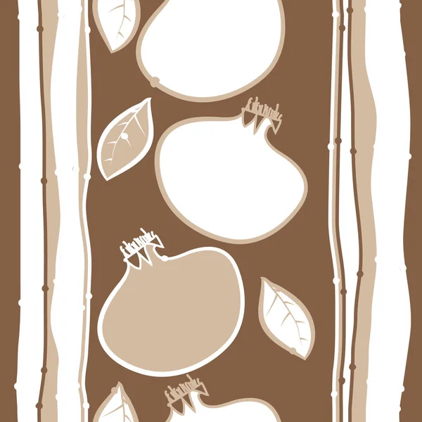 五颜六色的石榴和叶子的无缝图案 — 图库矢量图片