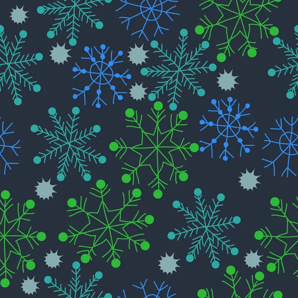 カラフルな雪片と抽象的なシームレスなパターン — ストックベクタ