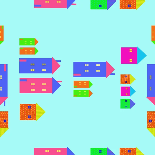 Naadloos Patroon Van Abstracte Eenvoudige Huizen — Stockvector