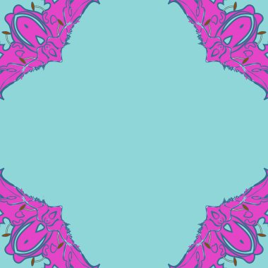 Stilize çiçekler, elipsler, stamens, dalgalar, noktalar, kopyalama alanı Dairesel dikişsiz desen.  