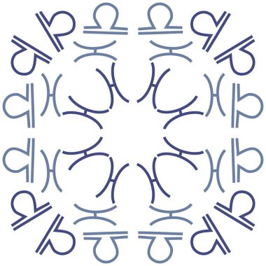 Burç motifinin dikişsiz deseni, vektör illüstrasyonu