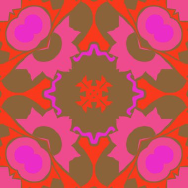 Çiçek motifi dairesel dikişsiz desen, sadece vektör illüstrasyon  