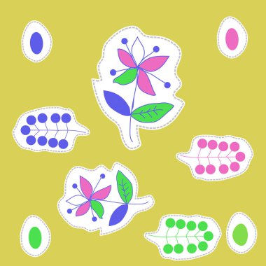 Soyut basit papyon ve bitkilerin dikişsiz desen