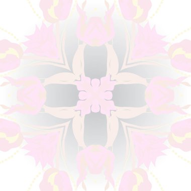 Çiçek motifi, çiçekler, yapraklar, dallar dairesel dikişsiz desen.