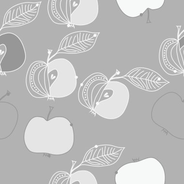 Yaprakları ile elma basit vektör illüstrasyon