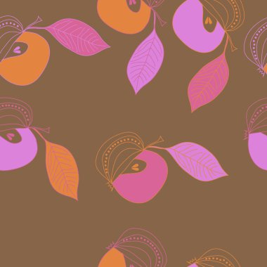 Renkli elma ve yaprakları ile Dikişsiz desen