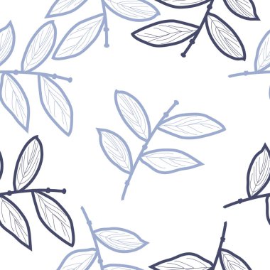 dalları ve yaprakları ile dikişsiz desen vektör illüstrasyon