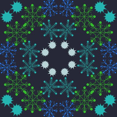 Renkli kar taneleri, vektör arka plan ile dikişsiz desen