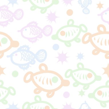 Dikişsiz soyut balık deseni, vektör arka plan