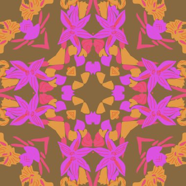 Çiçek motifli dairesel dikişsiz desen, fotokopi alanı