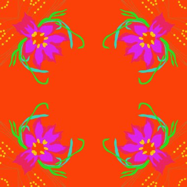 Çiçek motifli dairesel dikişsiz desen, fotokopi alanı