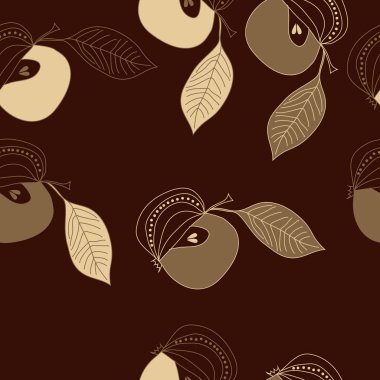 Renkli elma ve yaprakları ile Dikişsiz desen