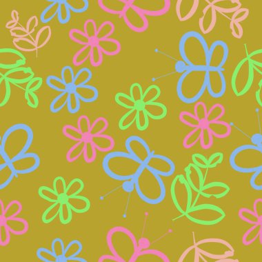 Dikişsiz soyut desen, çiçeklervektör illüstrasyon 