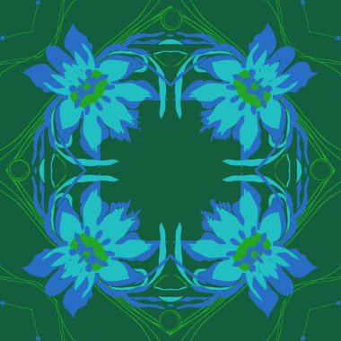 Çiçek motifli dairesel dikişsiz desen, fotokopi alanı