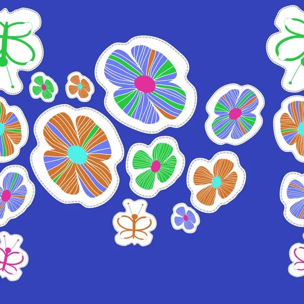 Καλλιτεχνική Απρόσκοπτη Μοτίβο Πολύχρωμα Λουλούδια Απεικόνιση Διάνυσμα — Διανυσματικό Αρχείο