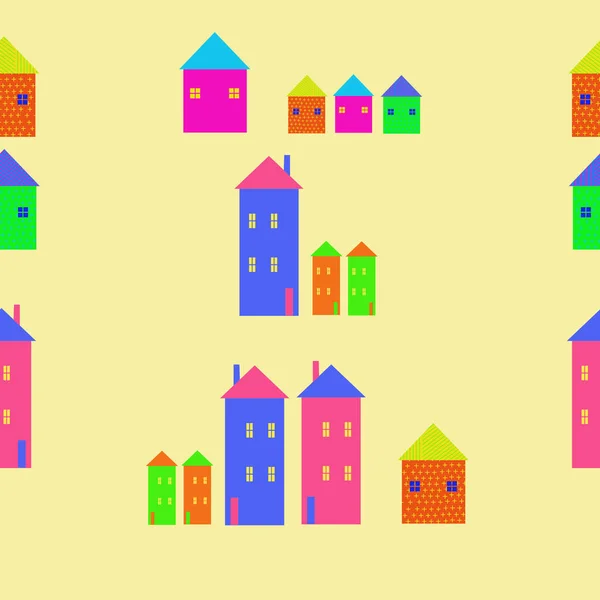 Nahtloses Muster Abstrakter Einfacher Häuser — Stockvektor