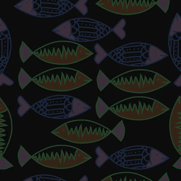 Fish Seamless Pattern Colored Motif — Stock Vector