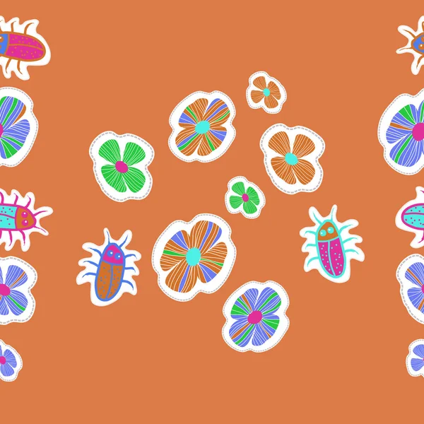 Künstlerische Nahtlose Muster Mit Bunten Blumen Vektorillustration — Stockvektor