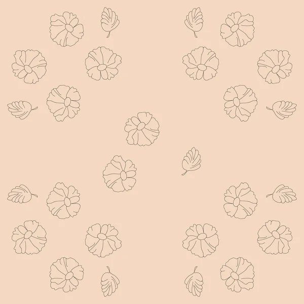 Composición Con Flores Hojas Líneas Discontinuas Etiquetas — Vector de stock