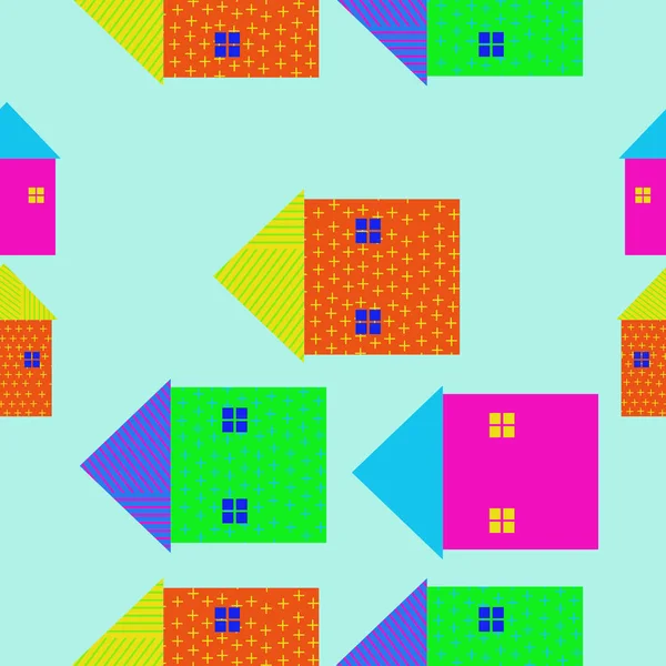 Patrón Inconsútil Casas Simples Abstractas — Archivo Imágenes Vectoriales