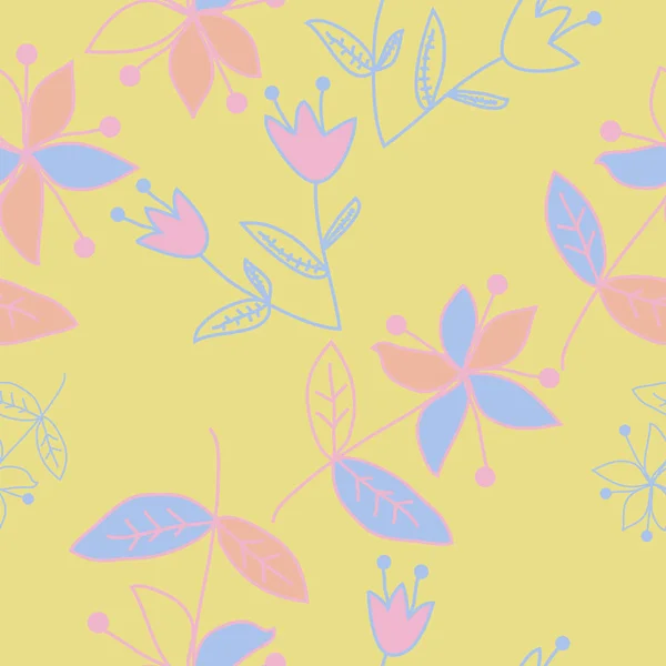 色付きモチーフの花シームレスパターン — ストックベクタ