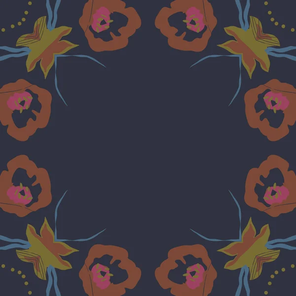 花のモチーフ スポット スタメン 葉の円形シームレスなパターン — ストックベクタ