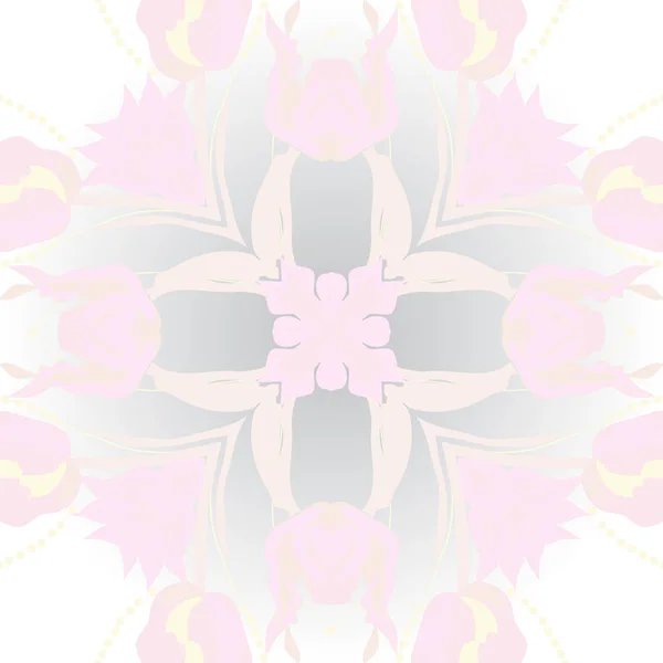Kruhový Plynulý Vzorek Květinové Motivy Květiny Listy Větve — Stockový vektor