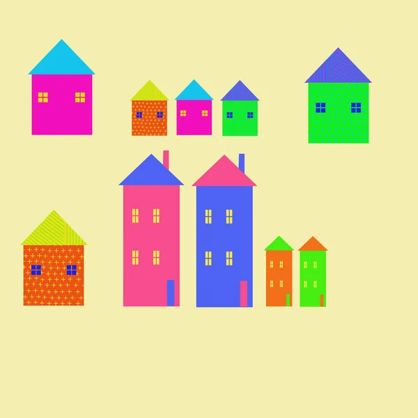 Patrón Inconsútil Casas Simples Abstractas — Vector de stock