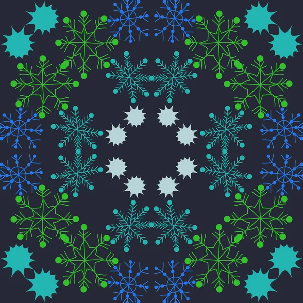 Seamless Pattern Colorful Snowflakes Vector Background — Stock Vector